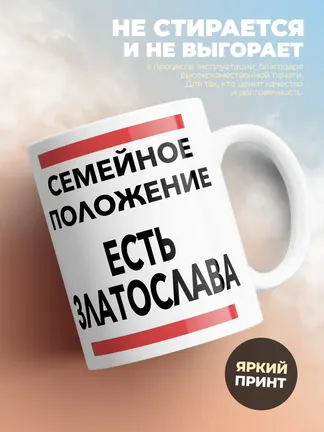 Кружка "Семейное положение, есть Златослава"