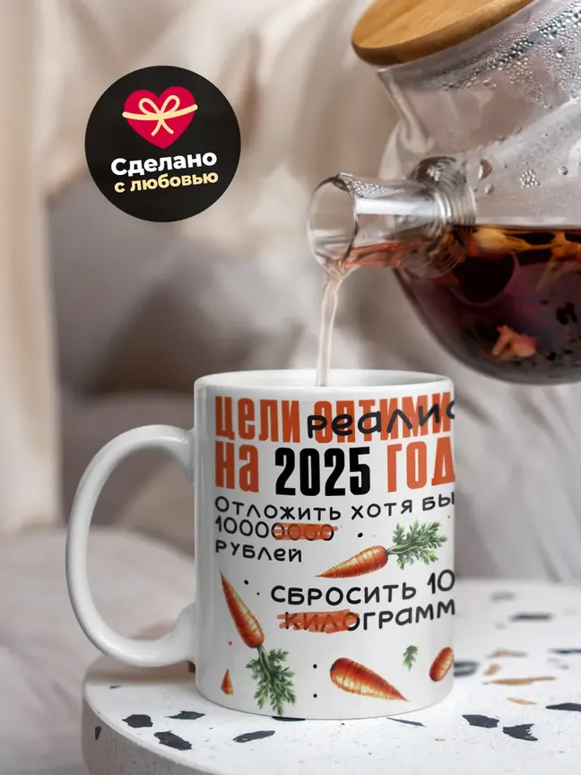 Кружка PODARIX "Цели реалиста на 2025 год" 330 мл.