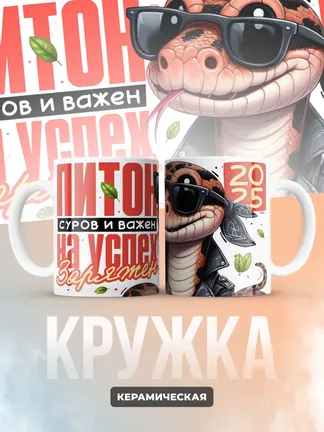 Кружка "Питон суров и важен на успех заряжен" 330 мл.