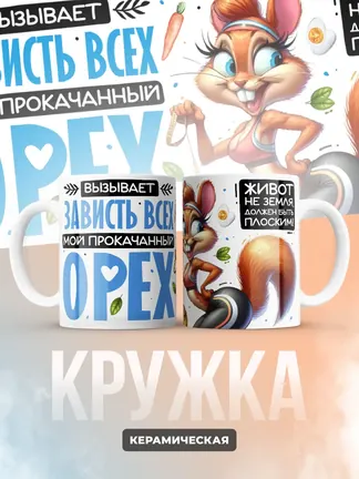 Кружка "Вызывает зависть всех мой прокачанный орех" 330 мл.