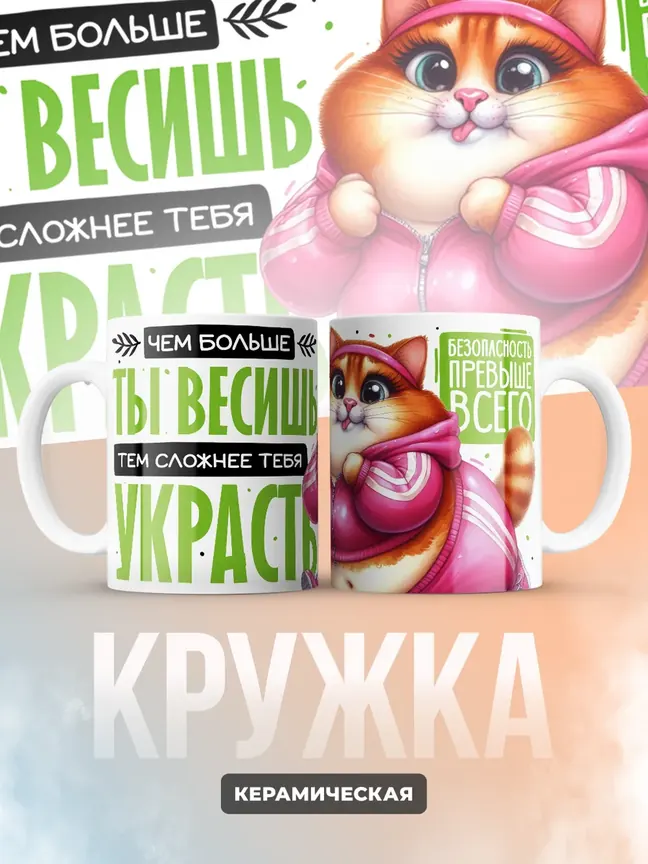 Кружка "Чем больше ты весишь, тем сложнее тебя украсть"